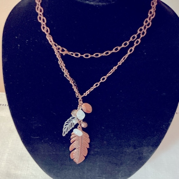 Feather Pendant Necklace in Copper Tone - Picture 2 of 2
